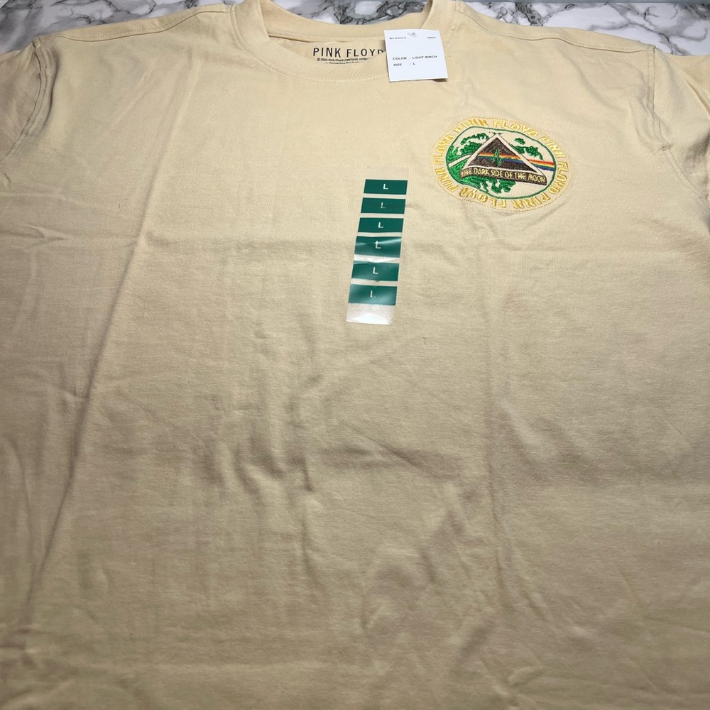 Pink Floyd Beige Tee with Embroidered Logo